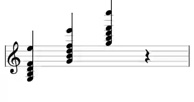 Sheet music of G 7add6 in three octaves